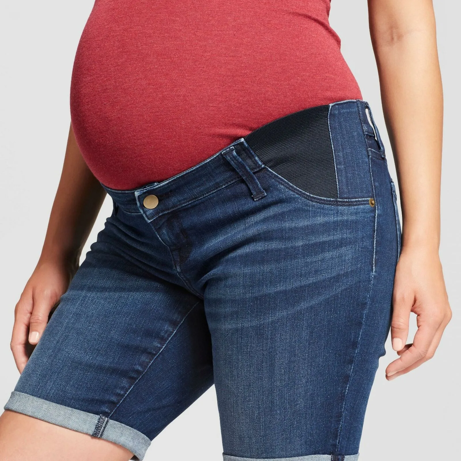 Isabel Maternity by Ingrid & Isabel Inset Panel Bermuda Jean Shorts