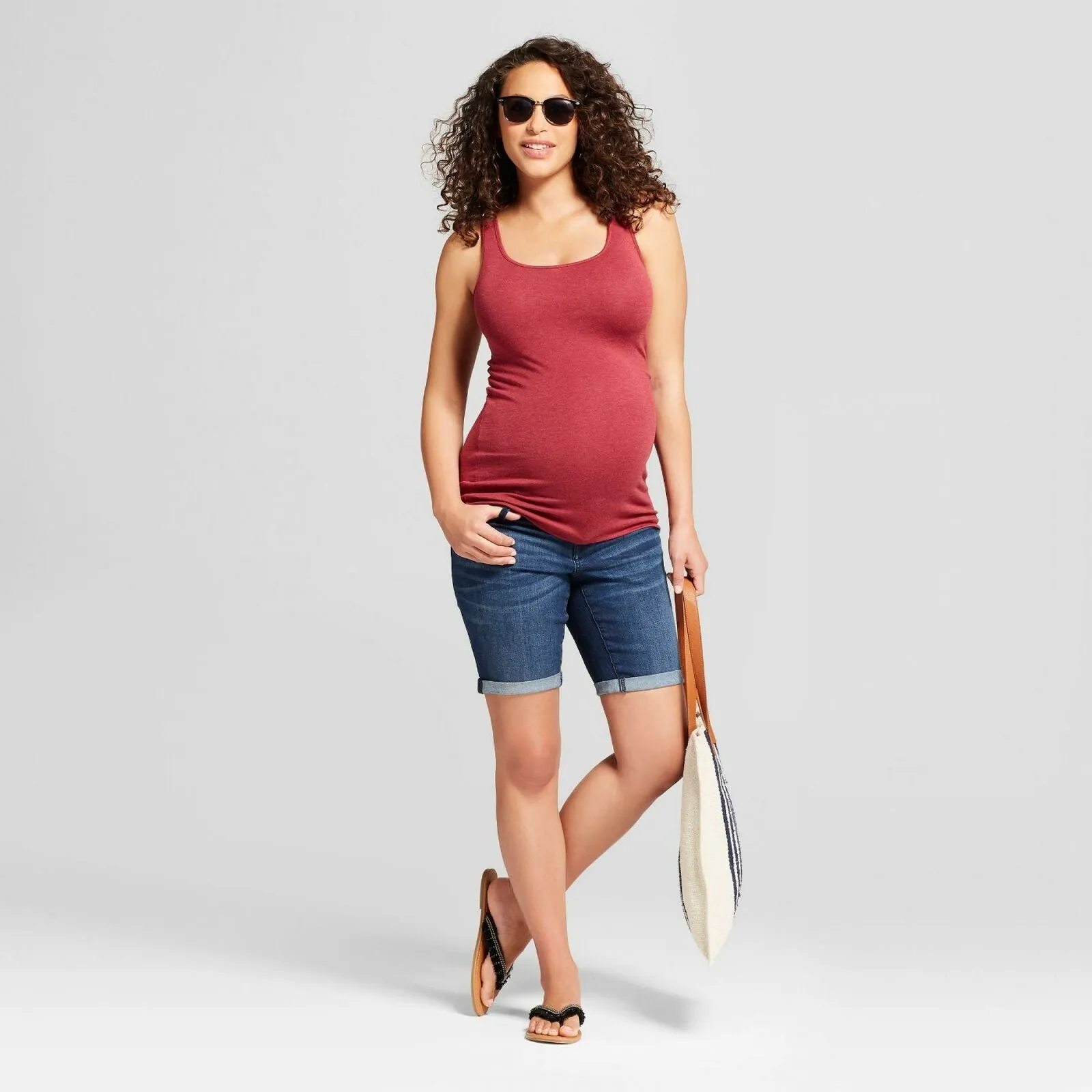 Isabel Maternity by Ingrid & Isabel Inset Panel Bermuda Jean Shorts
