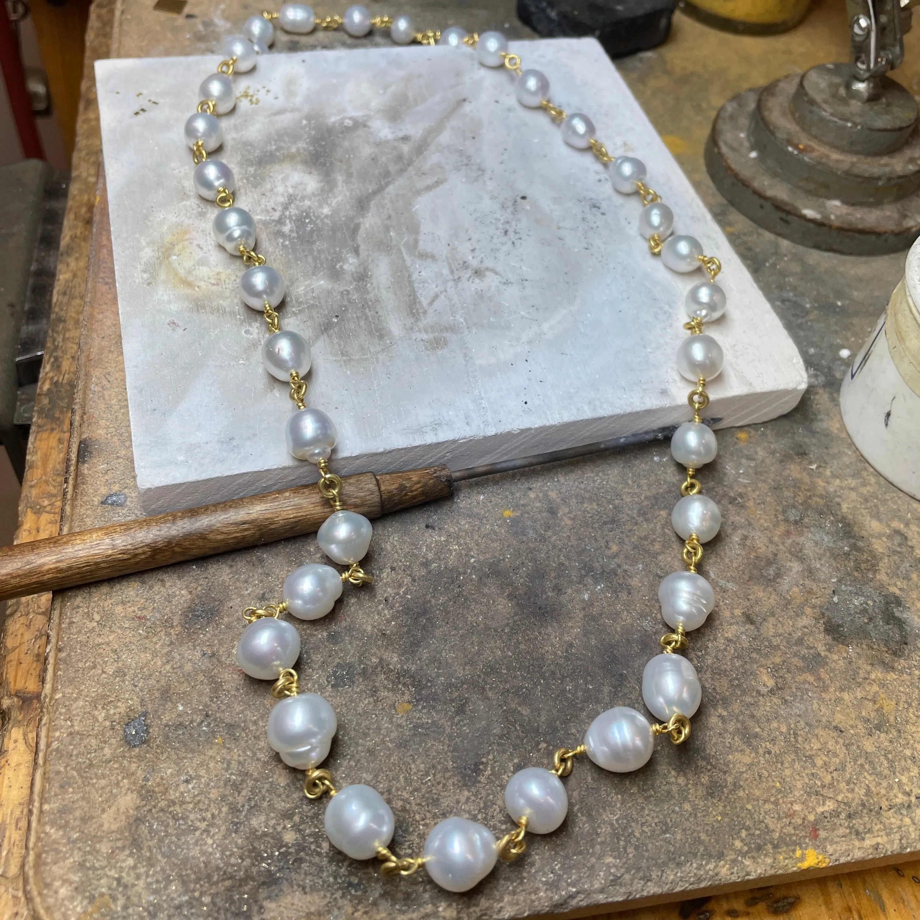 Isabella "Pia" Small South Sea Pearl Necklace in 22K Nectar Gold- 30"