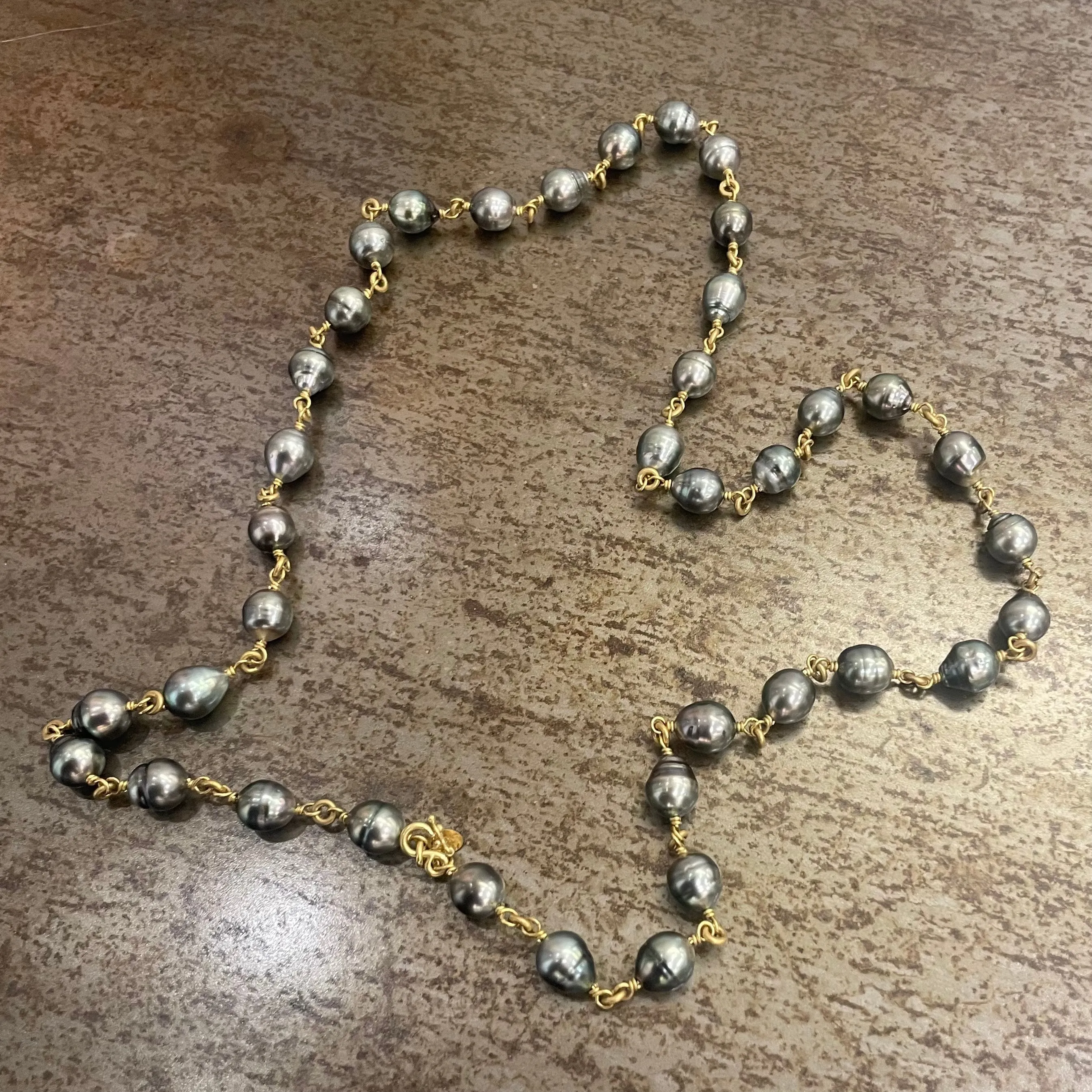 Isabella "Pia" Tahitian South Sea Pearl Necklace in 22K Nectar Gold- 31"
