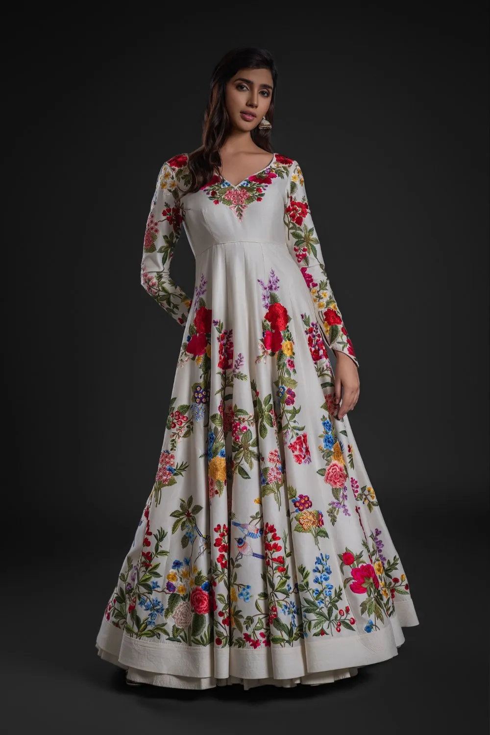 Ivory Anarkali Set with Churidar & Dupatta