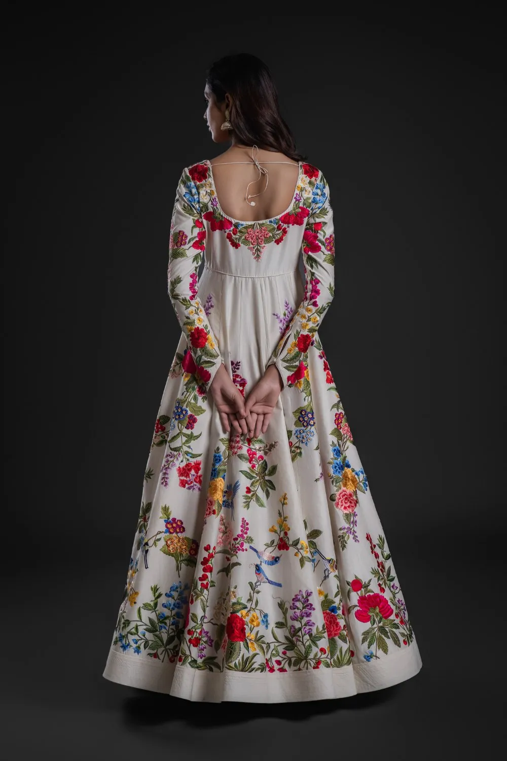 Ivory Anarkali Set with Churidar & Dupatta