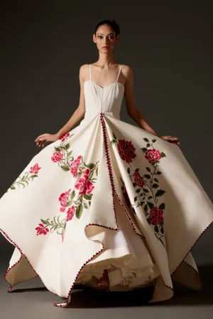 Ivory Embroidered Chanderi Anarkali Set with Dupatta