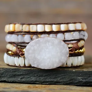 Ivory White Layered Druzy Bracelet