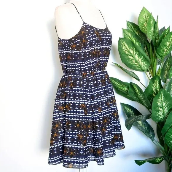 J. Crew Geometric &amp; Floral Print Spaghetti Strap Fit &amp; Flare Mini Sun Dress 2