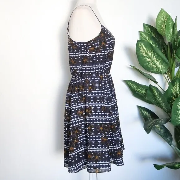 J. Crew Geometric &amp; Floral Print Spaghetti Strap Fit &amp; Flare Mini Sun Dress 2