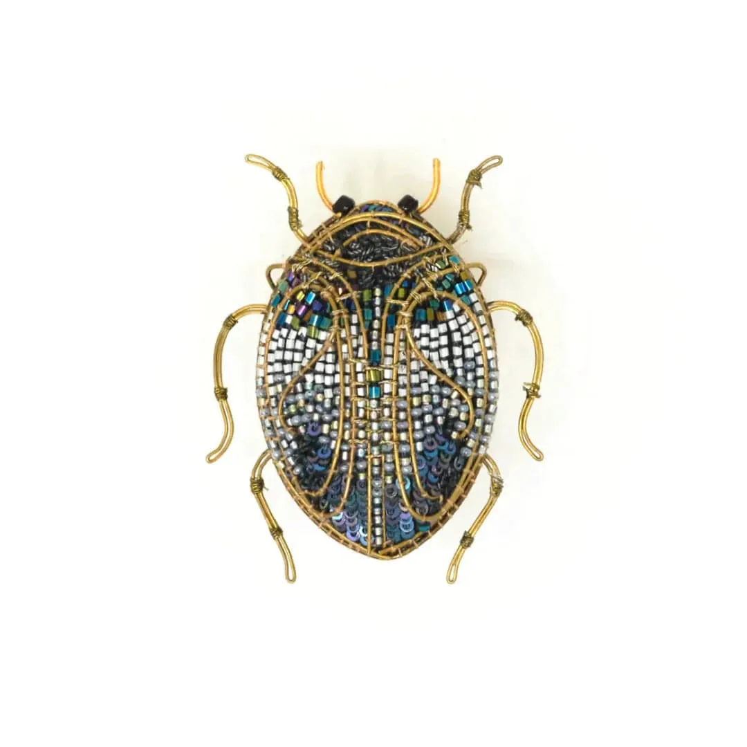 Jeweled Scarab Beetle Brooch Pin