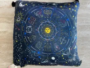 Johnny Was Celestine Velvet Home Tassel Pillow Lounge Sun Astrology Navy Blue NEW