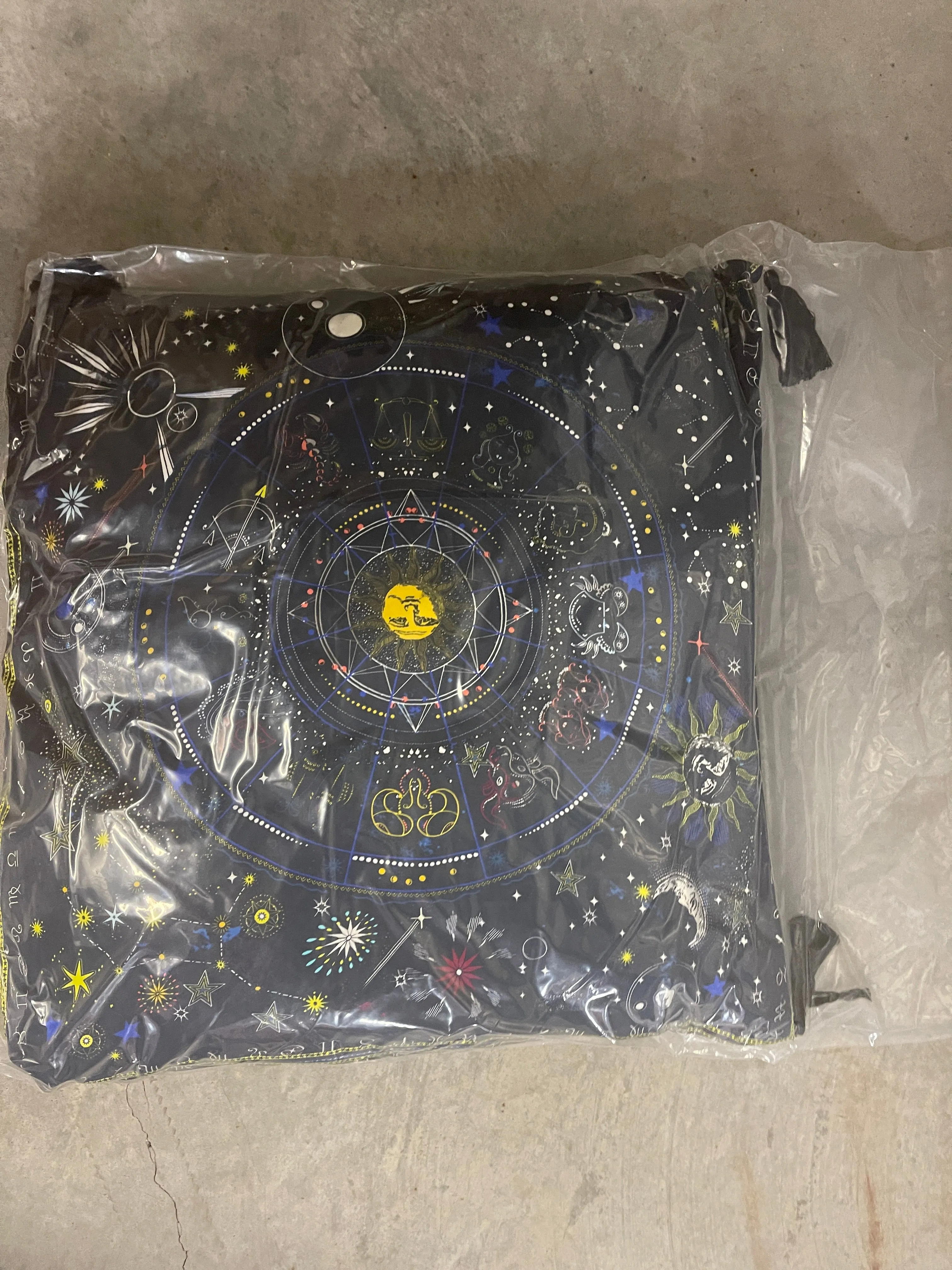 Johnny Was Celestine Velvet Home Tassel Pillow Lounge Sun Astrology Navy Blue NEW