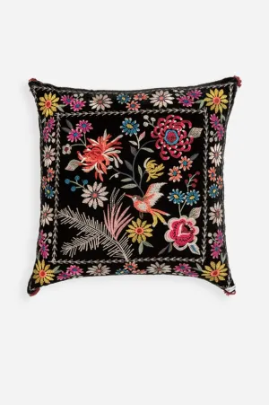 Johnny Was Pillows Tiarei Velvet Floral Embroidery Pillow Square Black NEW