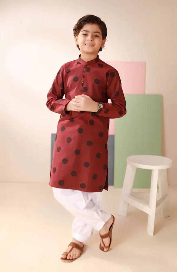 Junior Maroon Kurta
