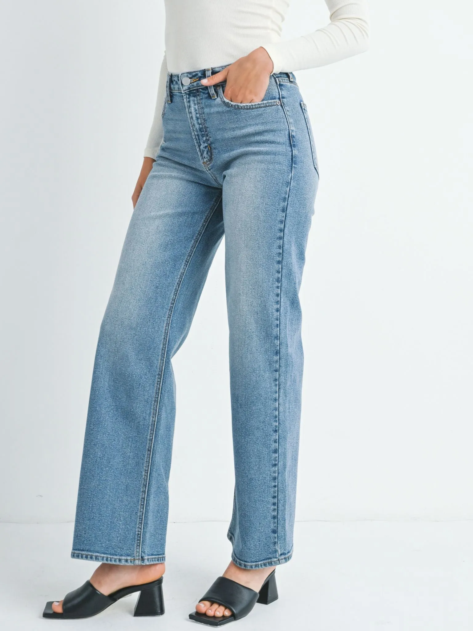 Just Black Medium Denim High Rise Full Length Straight