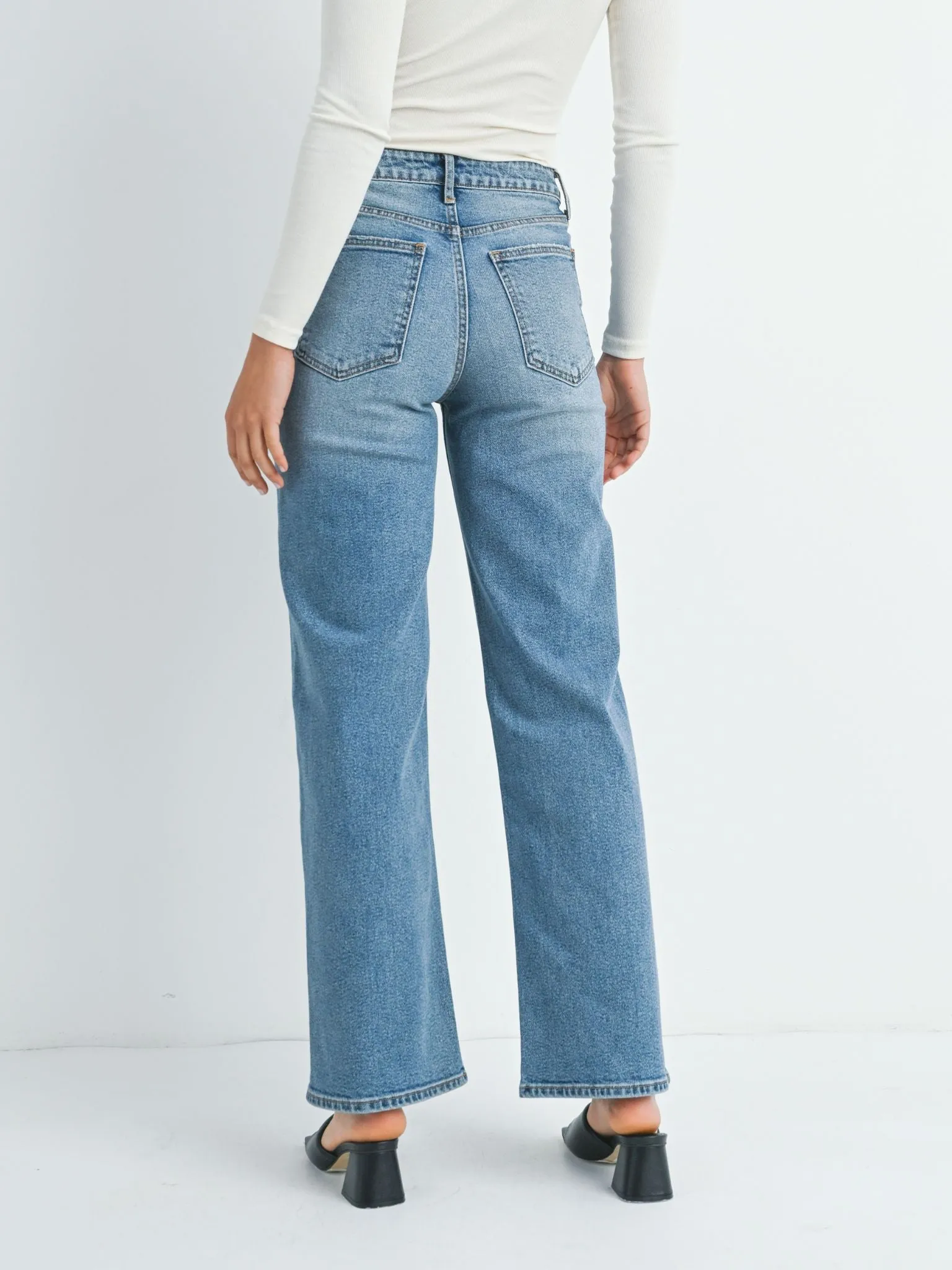 Just Black Medium Denim High Rise Full Length Straight