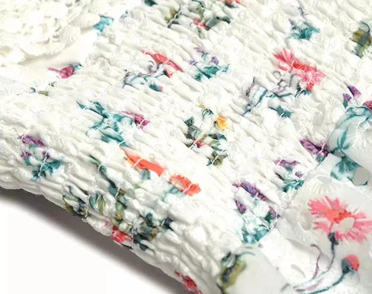 Kaiden Bohemian Floral Print Embroidery Dress