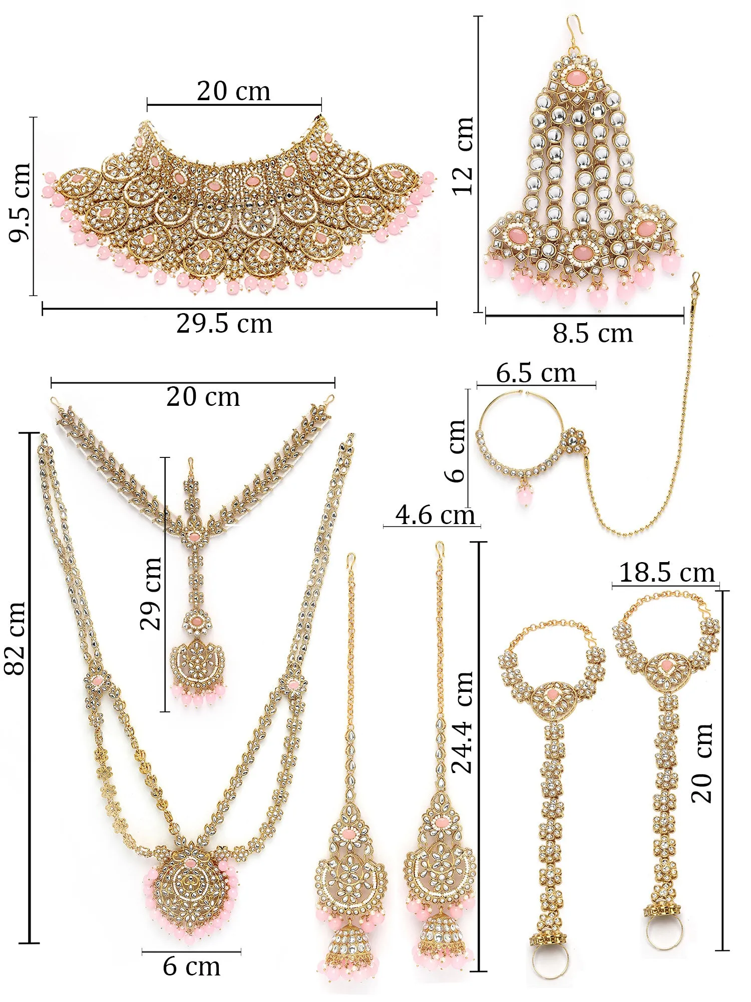 Karatcart Gold Plated Pink Stone & Bead Ethnic Indian Traditional Kundan Dulhan Bridal Jewellery Set