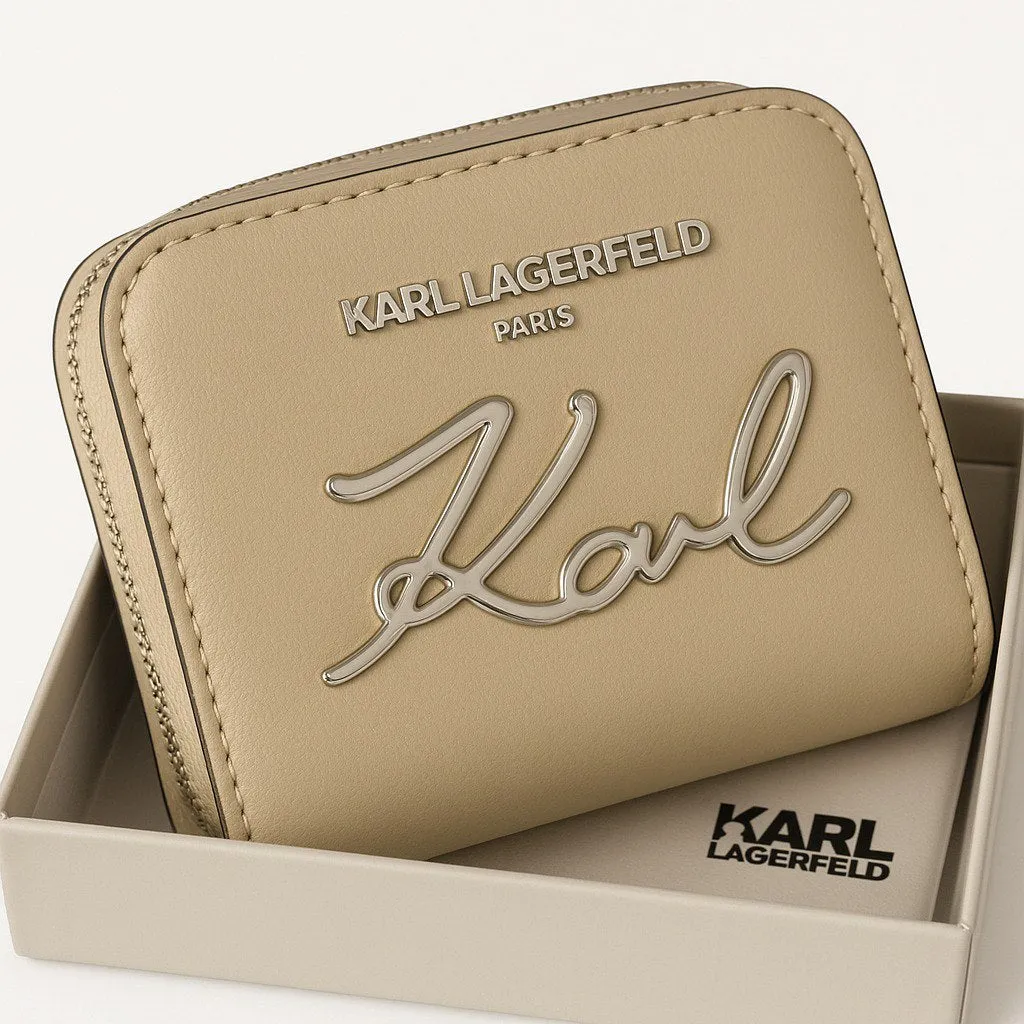Karl Lagerfeld Paris Signature Logo Wallet – Classic Taupe Edition