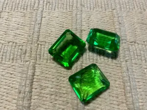 Kelly Green Faceted Glass Gemstones #7292