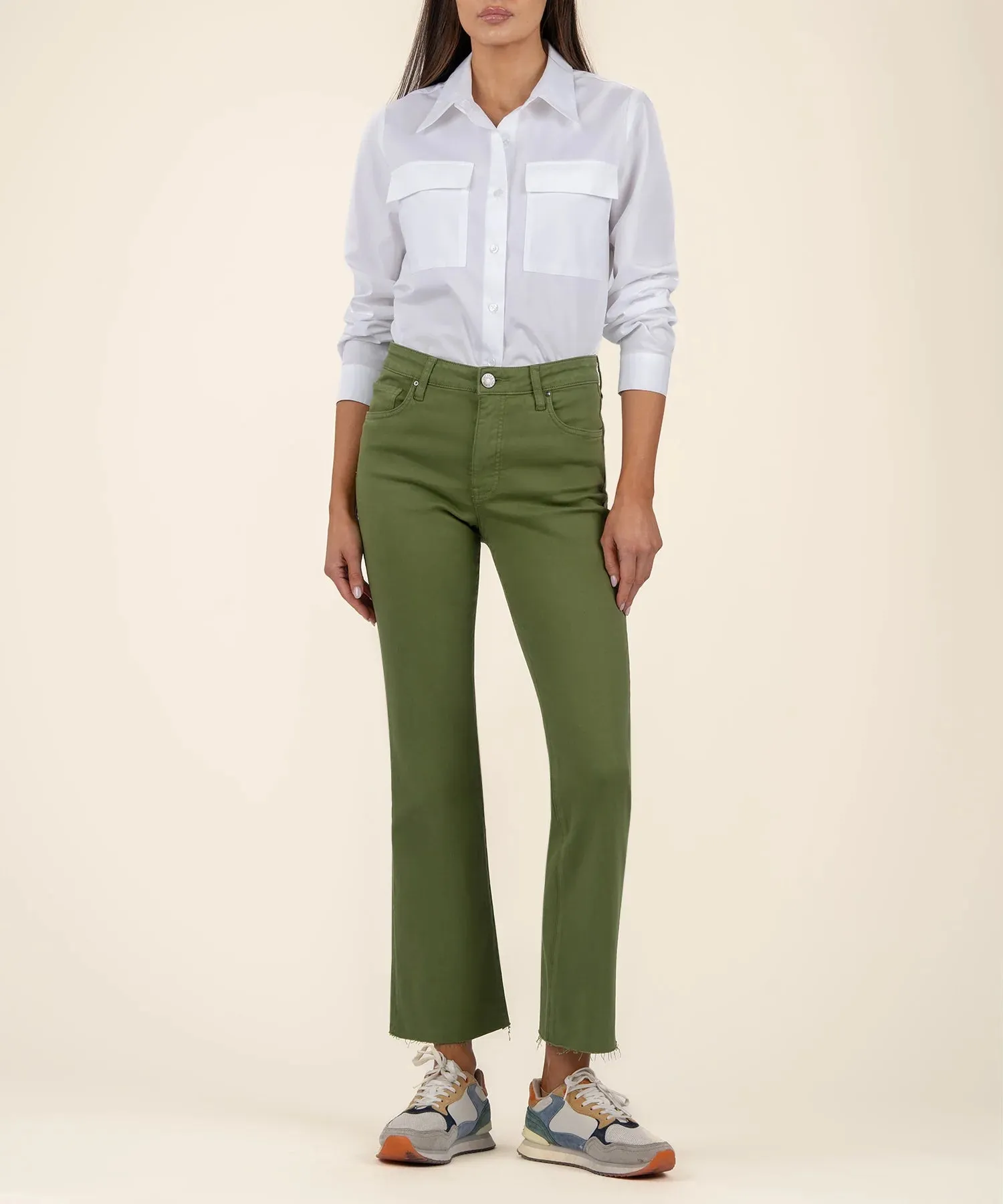 Kelsey High Rise Ankle Flare - Army Green