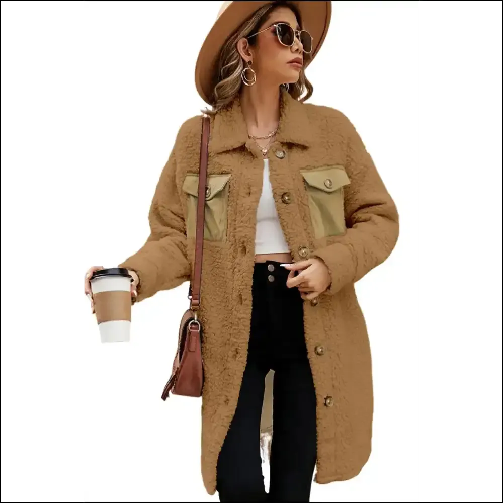 Khaki : Needful Things Teddy Coat - Chic Contrast, Zero Regrets 🐻