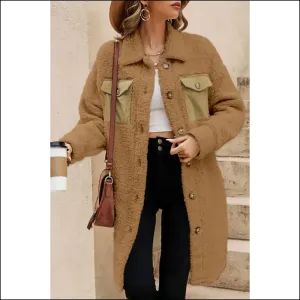 Khaki : Needful Things Teddy Coat - Chic Contrast, Zero Regrets 🐻
