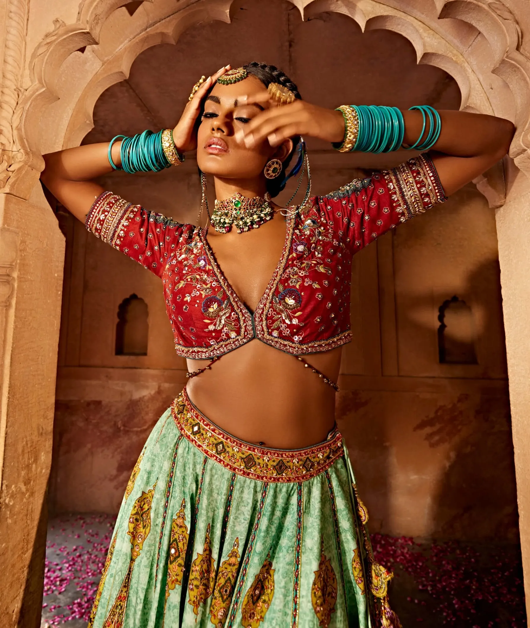 Kimaya paisley sky blue lehenga set
