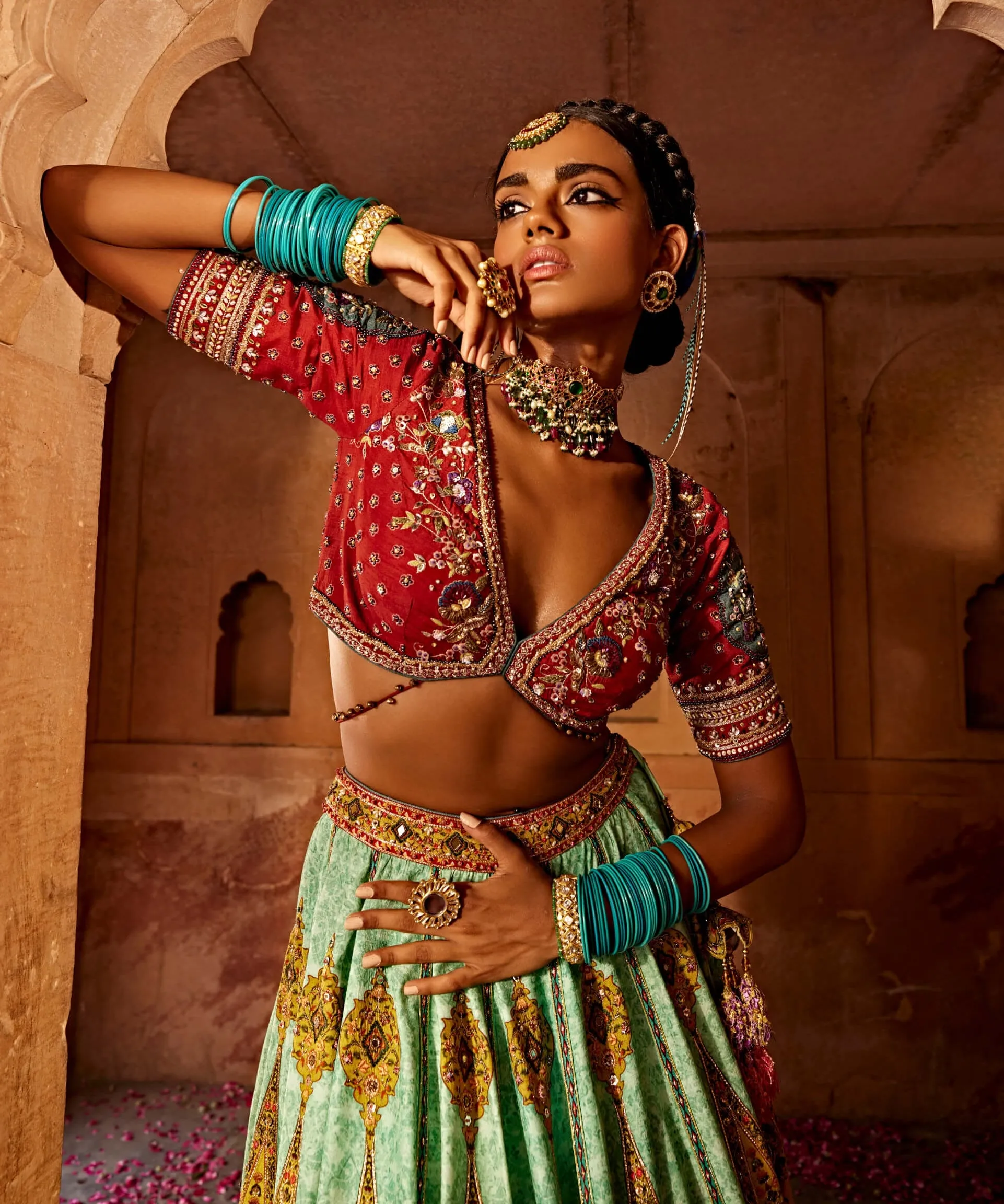 Kimaya paisley sky blue lehenga set