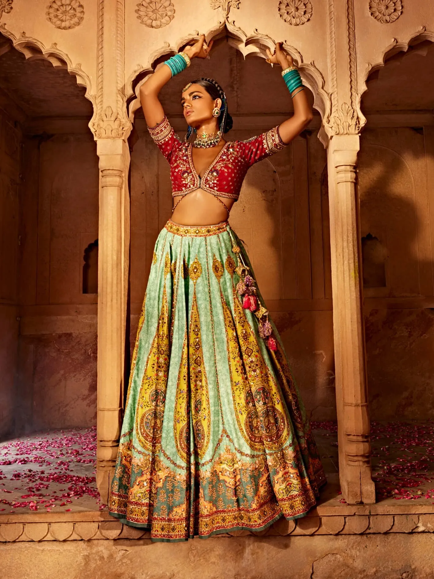Kimaya paisley sky blue lehenga set
