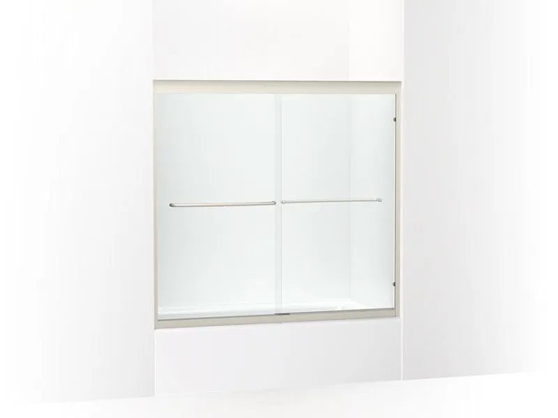 KOHLER K-702202-6G54 Fluence 52" - 57" W x 55-1/2" H sliding bath door with 1/4" thick Falling Lines glass