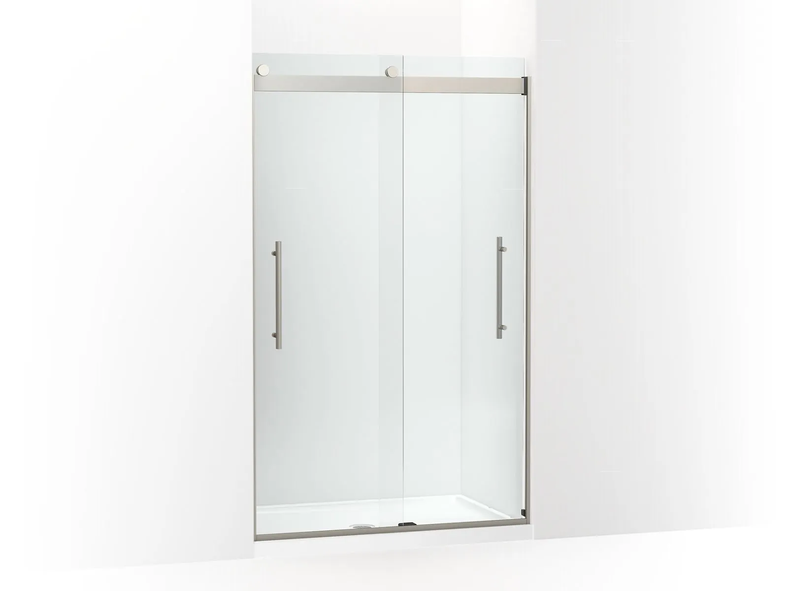 KOHLER K-702421-L Levity Plus Frameless sliding shower door, 77-9/16" H x 44-5/8 - 47-5/8" W, with 5/16"-thick Crystal Clear glass