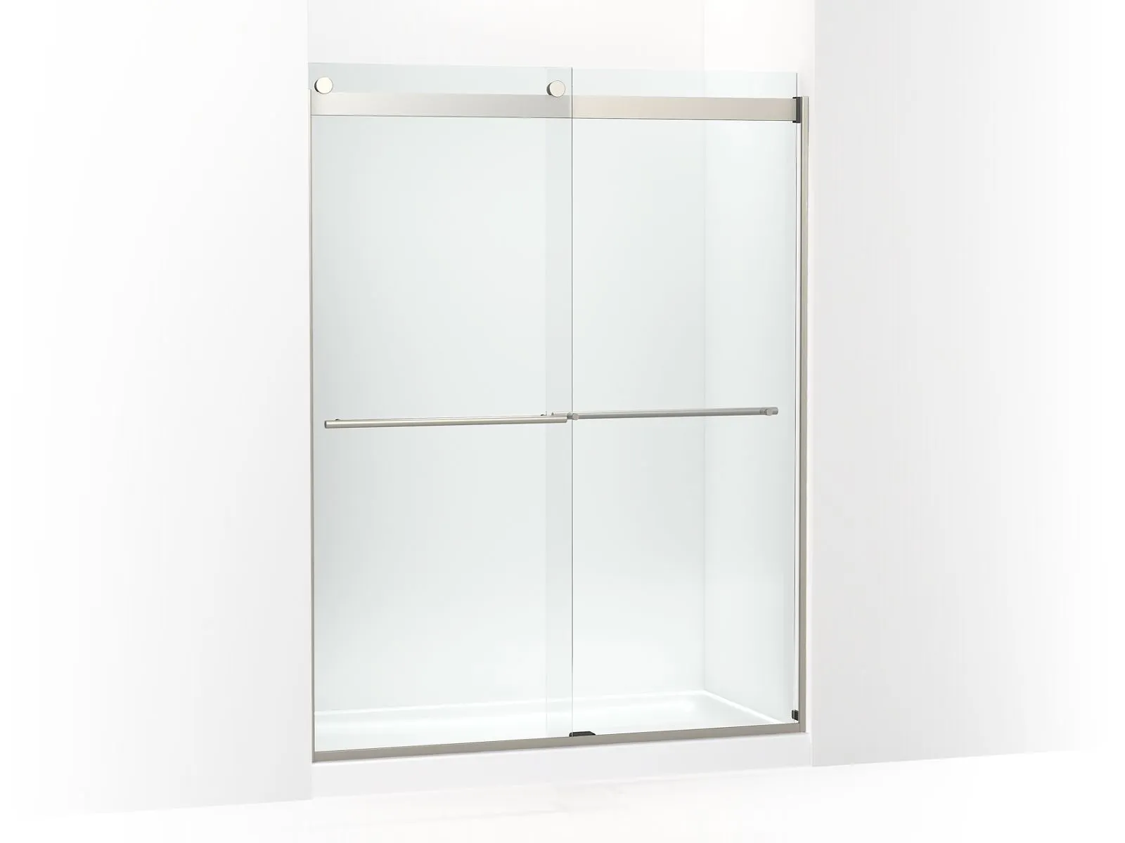 KOHLER K-702424-L Levity Plus Frameless sliding shower door, 77-9/16" H x 56-5/8 - 59-5/8" W, with 5/16"-thick Crystal Clear glass