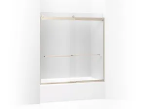 KOHLER K-706007-L Levity Sliding bath door, 62" H x 56-5/8 - 59-5/8" W, with 3/8" thick Crystal Clear glass and square towel bar