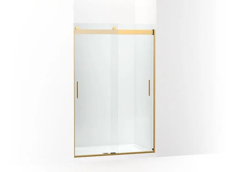 KOHLER K-706010-L Levity Sliding shower door, 74" H x 44-5/8 - 47-5/8" W, with 3/8" thick Crystal Clear glass and blade handles