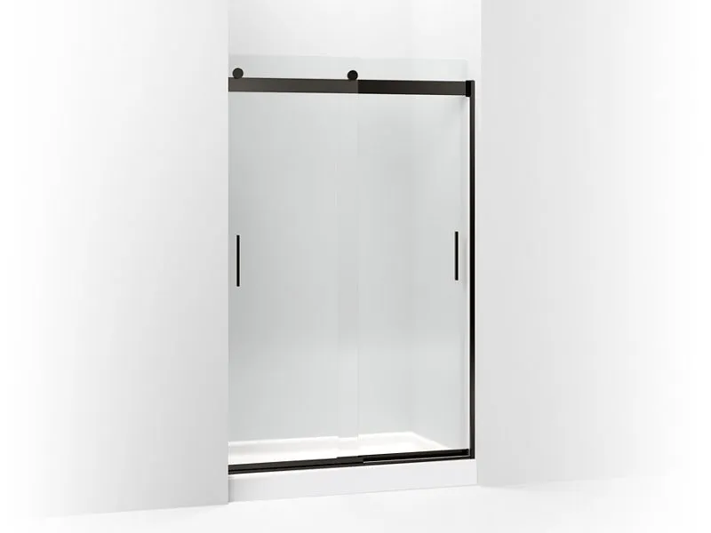 KOHLER K-706010-L Levity Sliding shower door, 74" H x 44-5/8 - 47-5/8" W, with 3/8" thick Crystal Clear glass and blade handles