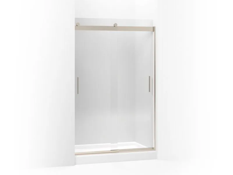 KOHLER K-706010-L Levity Sliding shower door, 74" H x 44-5/8 - 47-5/8" W, with 3/8" thick Crystal Clear glass and blade handles