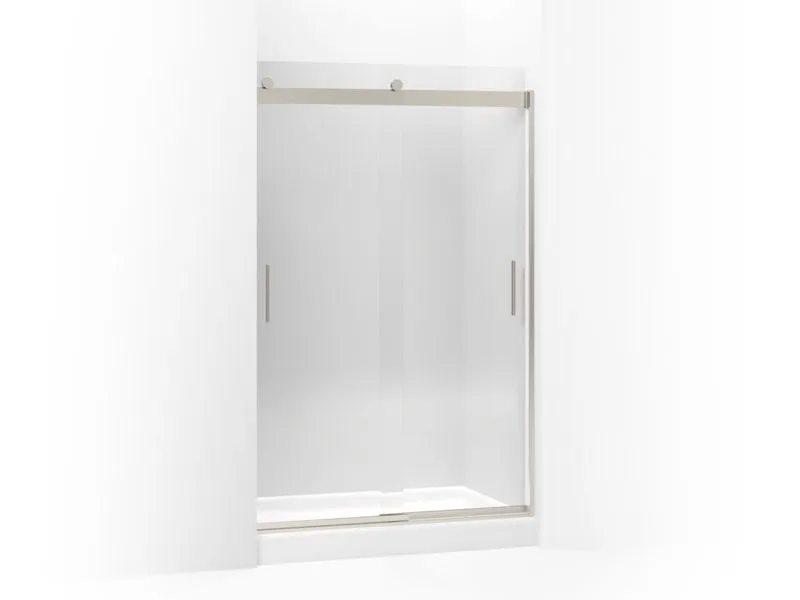 KOHLER K-706010-L Levity Sliding shower door, 74" H x 44-5/8 - 47-5/8" W, with 3/8" thick Crystal Clear glass and blade handles