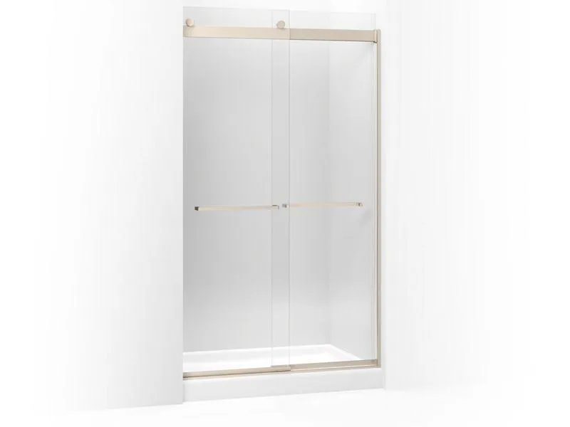 KOHLER K-706017-L Levity Sliding shower door, 82" H x 44-5/8 - 47-5/8" W, with 3/8" thick Crystal Clear glass and square towel bar