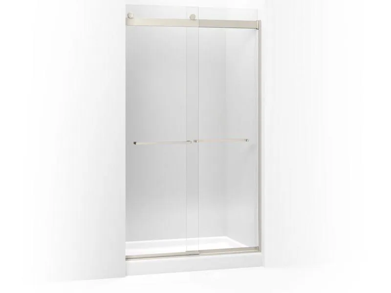 KOHLER K-706017-L Levity Sliding shower door, 82" H x 44-5/8 - 47-5/8" W, with 3/8" thick Crystal Clear glass and square towel bar