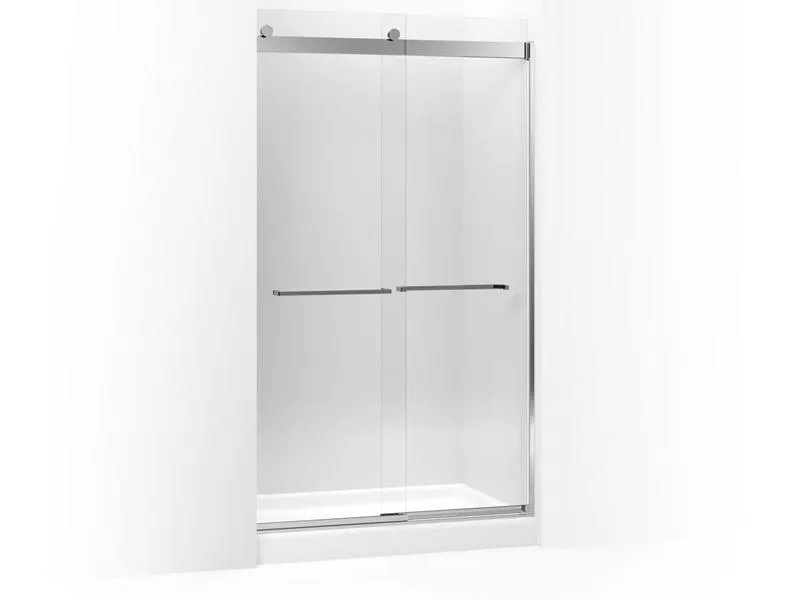 KOHLER K-706017-L Levity Sliding shower door, 82" H x 44-5/8 - 47-5/8" W, with 3/8" thick Crystal Clear glass and square towel bar