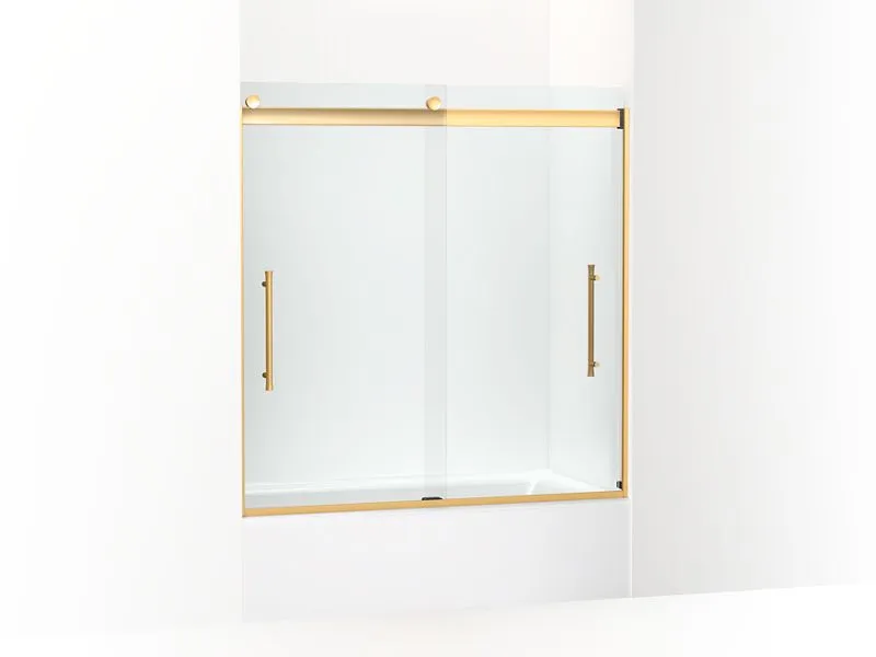 KOHLER K-706853-8L-2MB Elmbrook Frameless sliding bath door, 61-9/16" H x 54-5/8 - 59-5/8" W, with 5/16" thick Crystal Clear glass