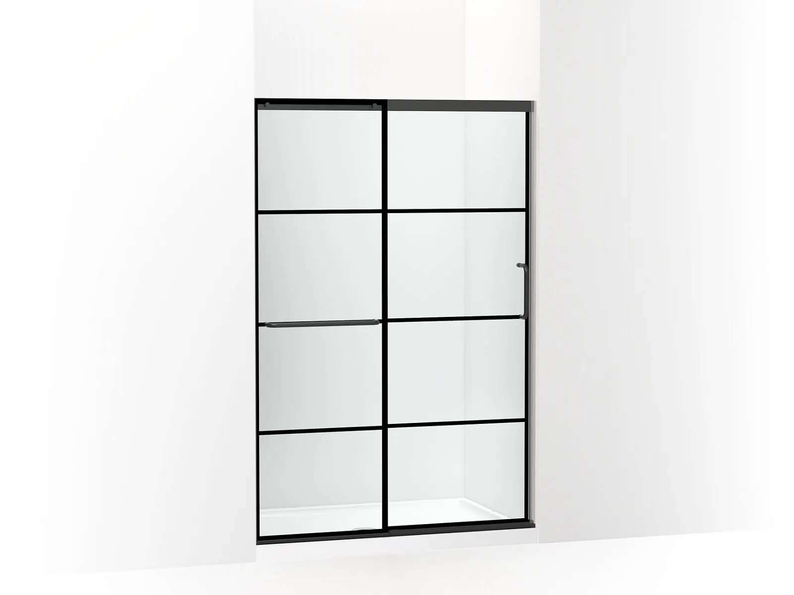 KOHLER K-707606-6G79 Elate Sliding shower door, 70-1/2" H x 44-1/4 - 47-5/8" W, with 1/4" thick Crystal Clear glass with rectangular grille pattern