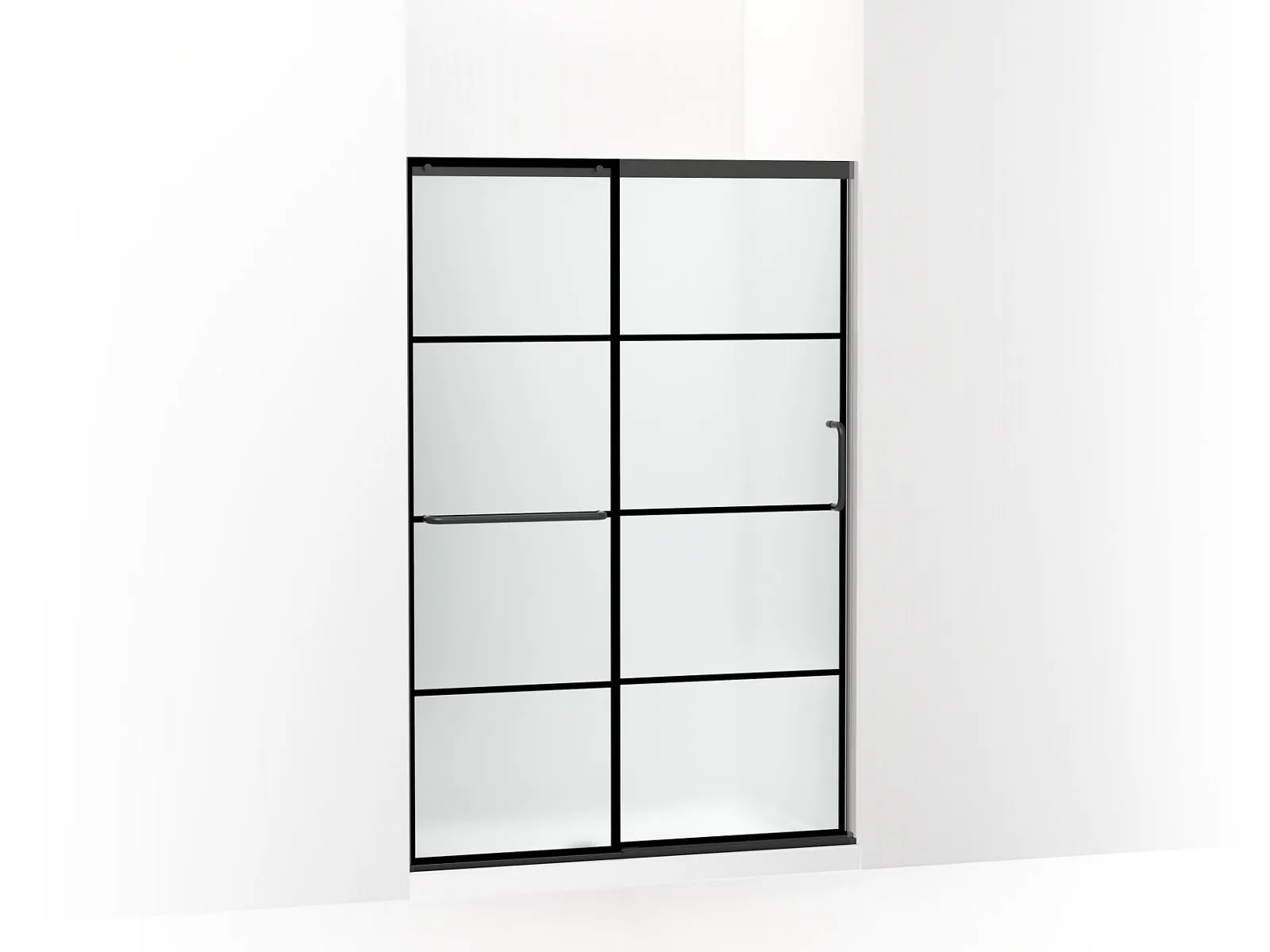 KOHLER K-707606-6G80 Elate Sliding shower door, 70-1/2" H x 44-1/4 - 47-5/8" W, with 1/4" thick Frosted glass with rectangular grille pattern