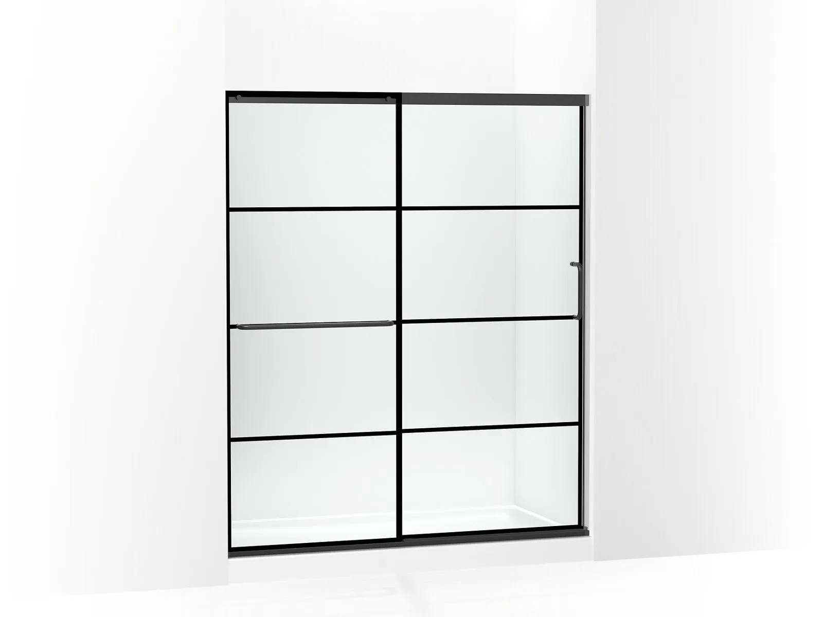 KOHLER K-707608-6G79 Elate Sliding shower door, 70-1/2" H x 56-1/4 - 59-5/8" W, with 1/4" thick Crystal Clear glass with rectangular grille pattern