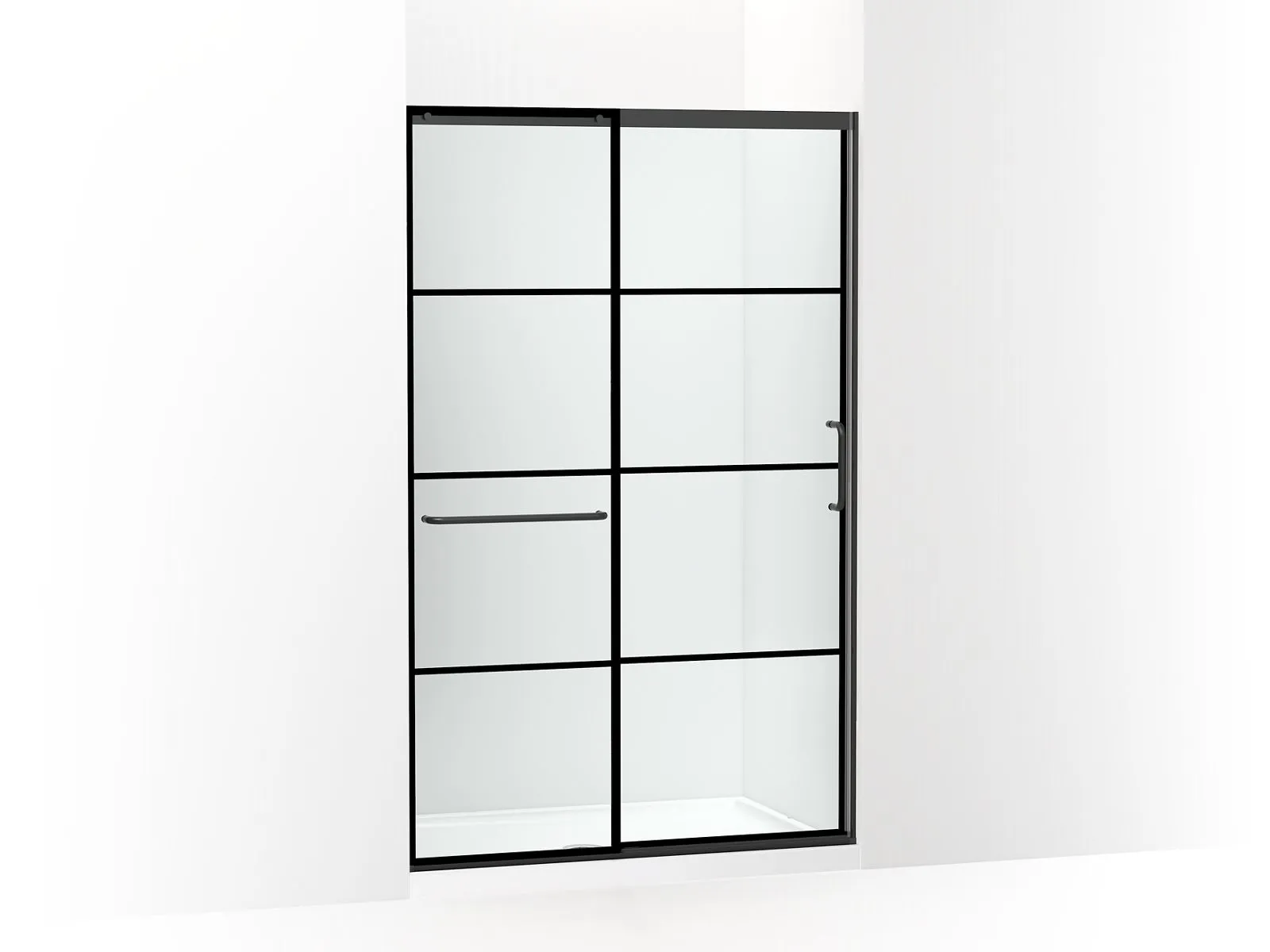 KOHLER K-707613-8G79 Elate Sliding shower door, 75-1/2" H x 44-1/4 - 47-5/8" W, with heavy 5/16" thick Crystal Clear glass with rectangular grille pattern