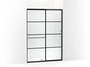 KOHLER K-707614-8G79 Elate Sliding shower door, 75-1/2" H x 50-1/4 - 53-5/8" W, with heavy 5/16" thick Crystal Clear glass with rectangular grille pattern