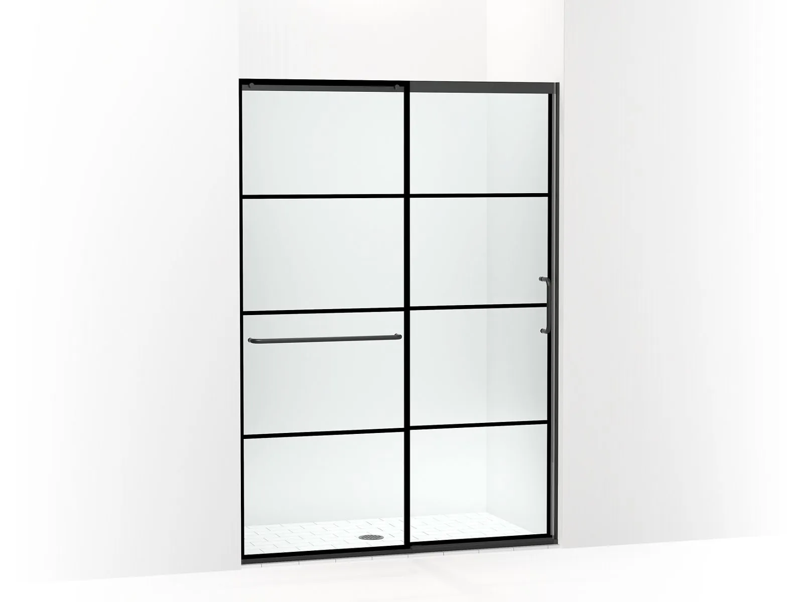 KOHLER K-707614-8G79 Elate Sliding shower door, 75-1/2" H x 50-1/4 - 53-5/8" W, with heavy 5/16" thick Crystal Clear glass with rectangular grille pattern