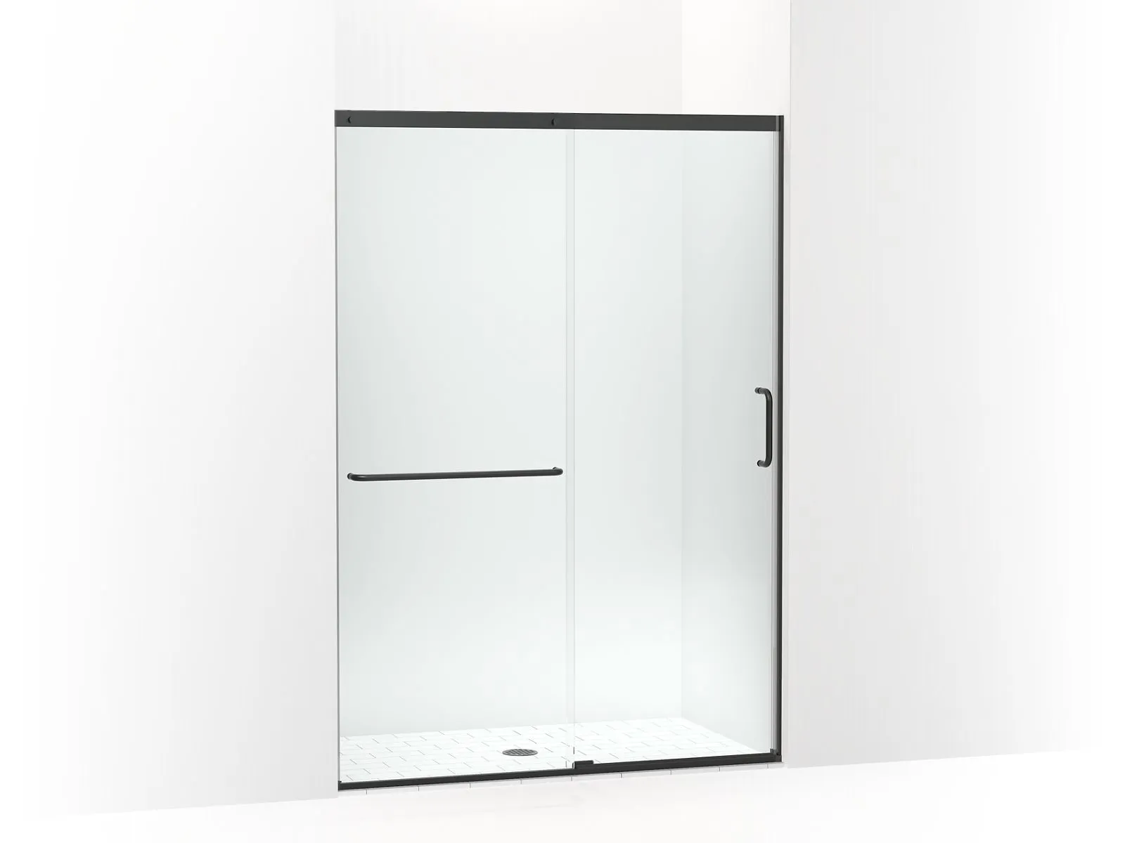 KOHLER K-707614-8L Elate Sliding shower door, 75-1/2" H x 50-1/4 - 53-5/8" W, with heavy 5/16" thick Crystal Clear glass