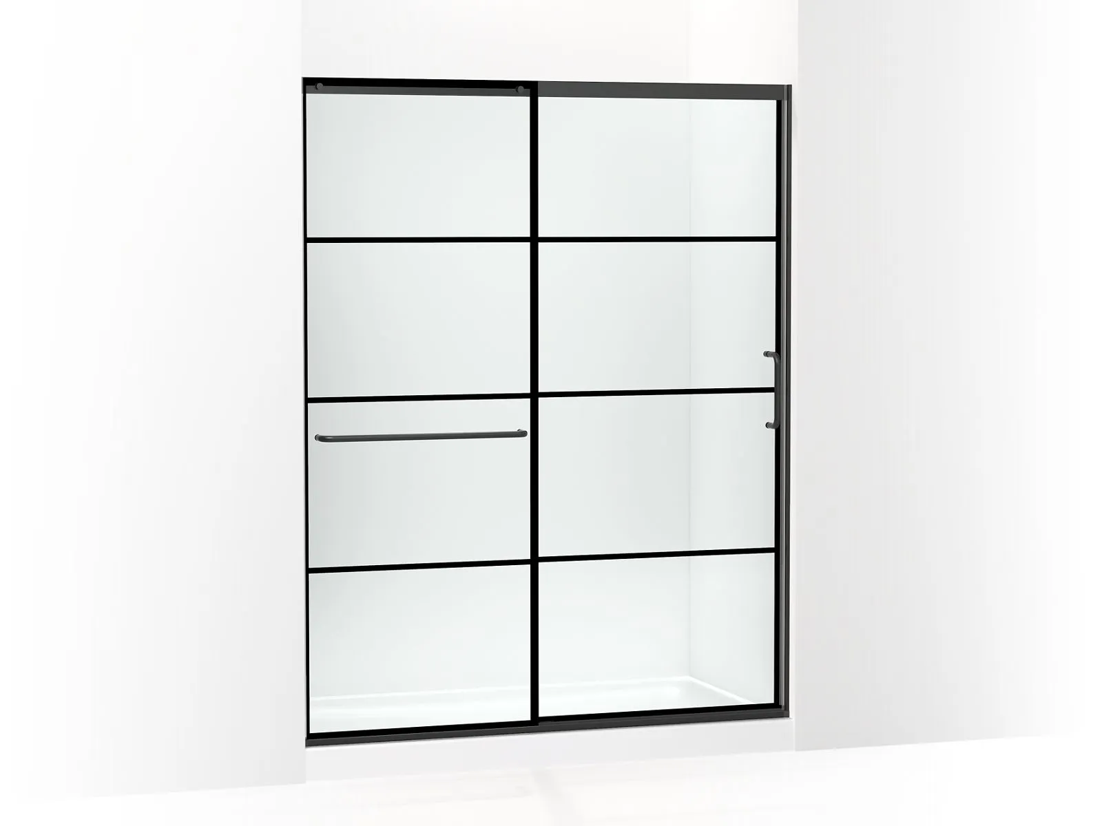 KOHLER K-707615-8G79 Elate Sliding shower door, 75-1/2" H x 56-1/4 - 59-5/8" W, with heavy 5/16" thick Crystal Clear glass with rectangular grille pattern