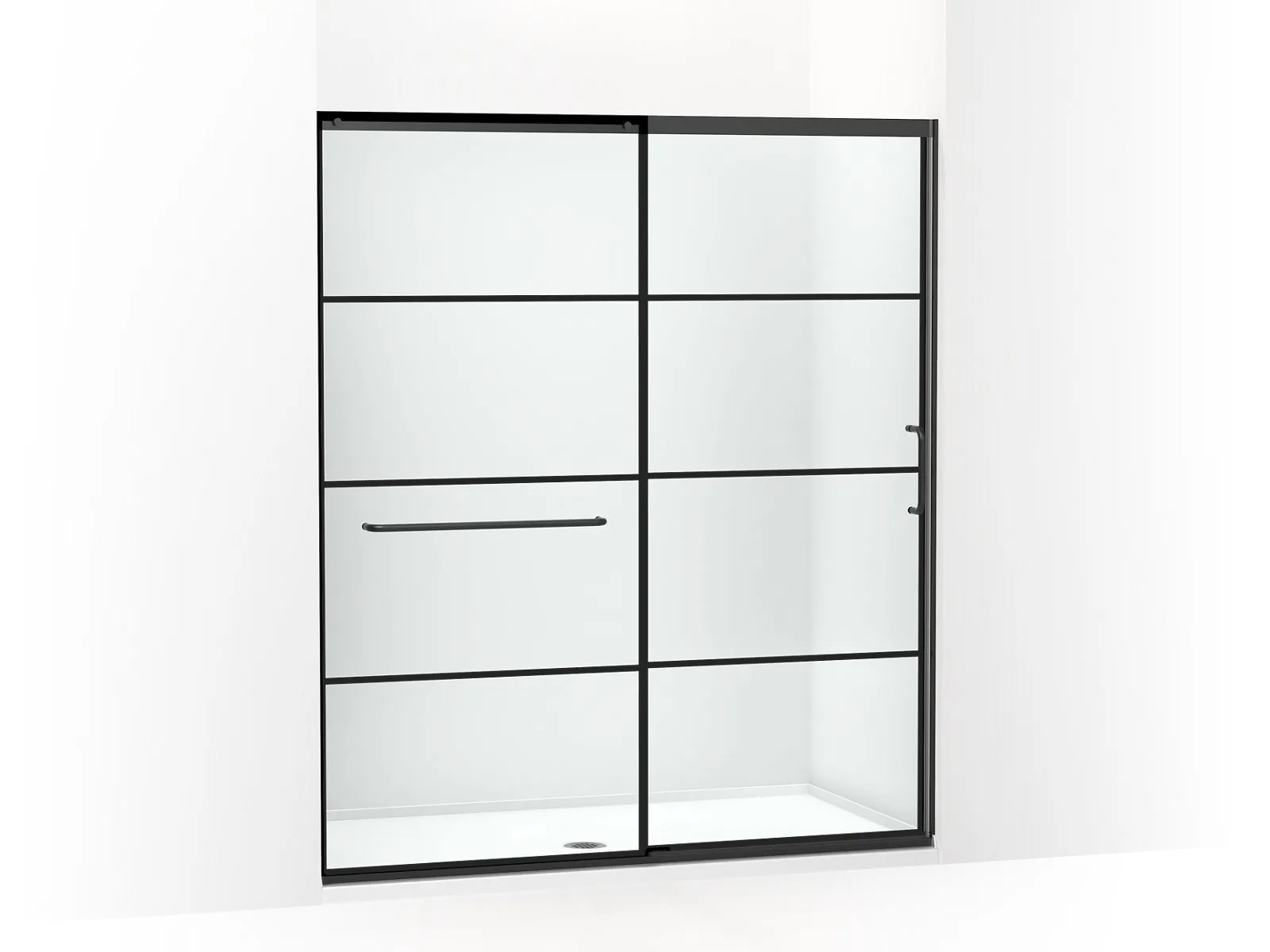 KOHLER K-707616-8G79 Elate Sliding shower door, 75-1/2" H x 62-1/4 - 65-5/8" W, with heavy 5/16" thick Crystal Clear glass with rectangular grille pattern