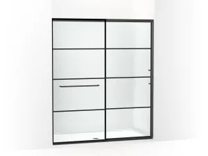 KOHLER K-707616-8G79 Elate Sliding shower door, 75-1/2" H x 62-1/4 - 65-5/8" W, with heavy 5/16" thick Crystal Clear glass with rectangular grille pattern