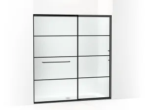 KOHLER K-707617-8G80 Elate Sliding shower door, 75-1/2" H x 68-1/4 - 71-5/8" W, with heavy 5/16" thick Frosted glass with rectangular grille pattern